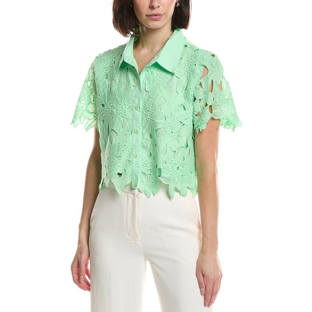 Hl Affair Womens  Floral Lace Top, Green